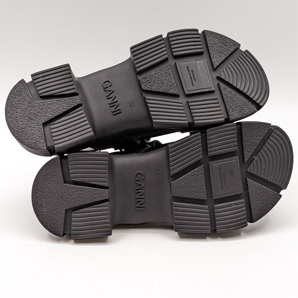 Ganni Women Recycled Black Rubber City Sandals Size 8 US 38 EUR - Picture 3 of 10